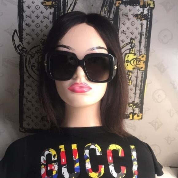 New Authentic Gucci Black Oversized Sunglasses GG1402s 001 - Picture 5 of 12